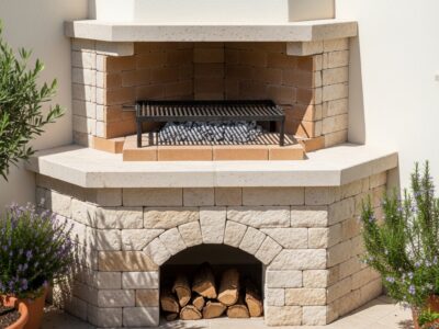 Barbecue Angolare Pro 120 in muratura refrattaria con griglia in ghisa