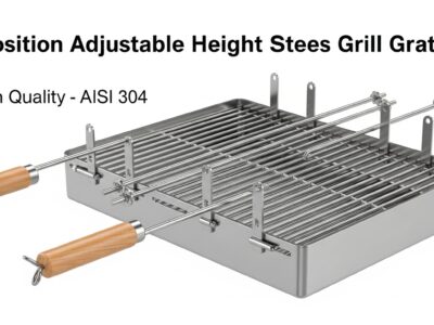 Griglia in acciaio inox AISI 304 regolabile in altezza per barbecue in muratura