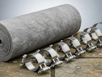 Kit isolamento canna fumaria in lana di roccia con fascette in acciaio inox